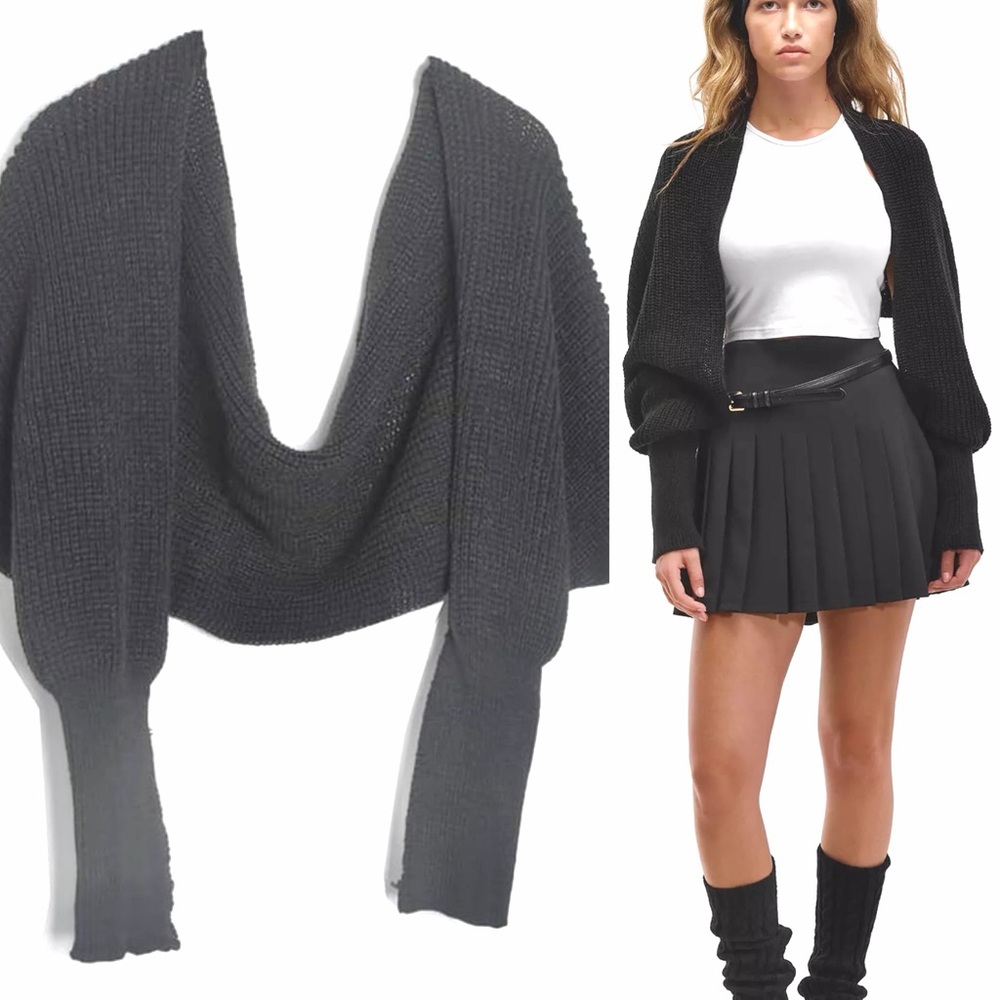 Pixie Knits Gray Knit Bolero Sweater One Size